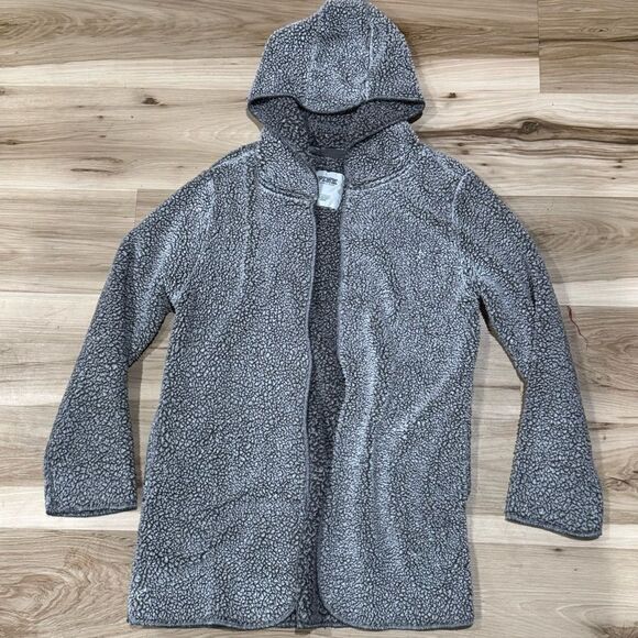 Victoria’s Secret PINK Grey Sherpa Open Front Hooded Sweater Women's XS/S - Picture 1 of 3